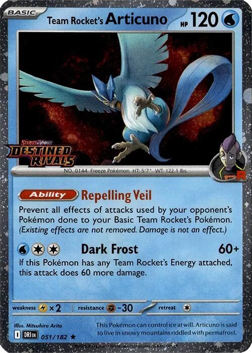 Team Rocket's Articuno - 051/182 (Cosmos Holo) (Destined Rivals Stamp) [MCAP - 051/182]